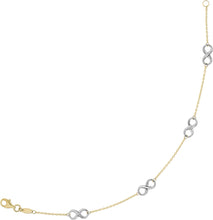 Load image into Gallery viewer, 14k Two-Tone Gold 6mm Infinity Station Link Bracelet, 7.5 Inch
