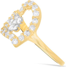 Load image into Gallery viewer, 10k Yellow Gold 13mm Curved Heart CZ Flower Ring, Sizes 4 - 9
