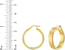 Load image into Gallery viewer, 14k Yellow Gold Small High Polish Square Wedding Band Hoop Earrings - view 8
