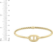 Load image into Gallery viewer, 14k Yellow Gold Solid Shiny High Polish Puff Mariner Link Bangle Bracelet 7 Inch
