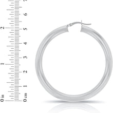 Load image into Gallery viewer, 10k White Gold 25mm x 5mm High Polish Round Tube Hoop Earrings

