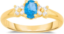 Load image into Gallery viewer, 10k Yellow Gold 6mm Birthstone Mini Oval Gemstone CZ Ring, Size 4-10
