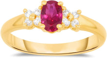 Load image into Gallery viewer, 10k Yellow Gold 6mm Birthstone Mini Oval Gemstone CZ Ring, Size 4-10
