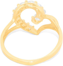 Load image into Gallery viewer, 10k Yellow Gold 13.7mm Curved Heart CZ Ring, Sizes 4-10
