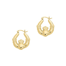 Load image into Gallery viewer, 14K Claddagh Back to Back Hoop Earrings

