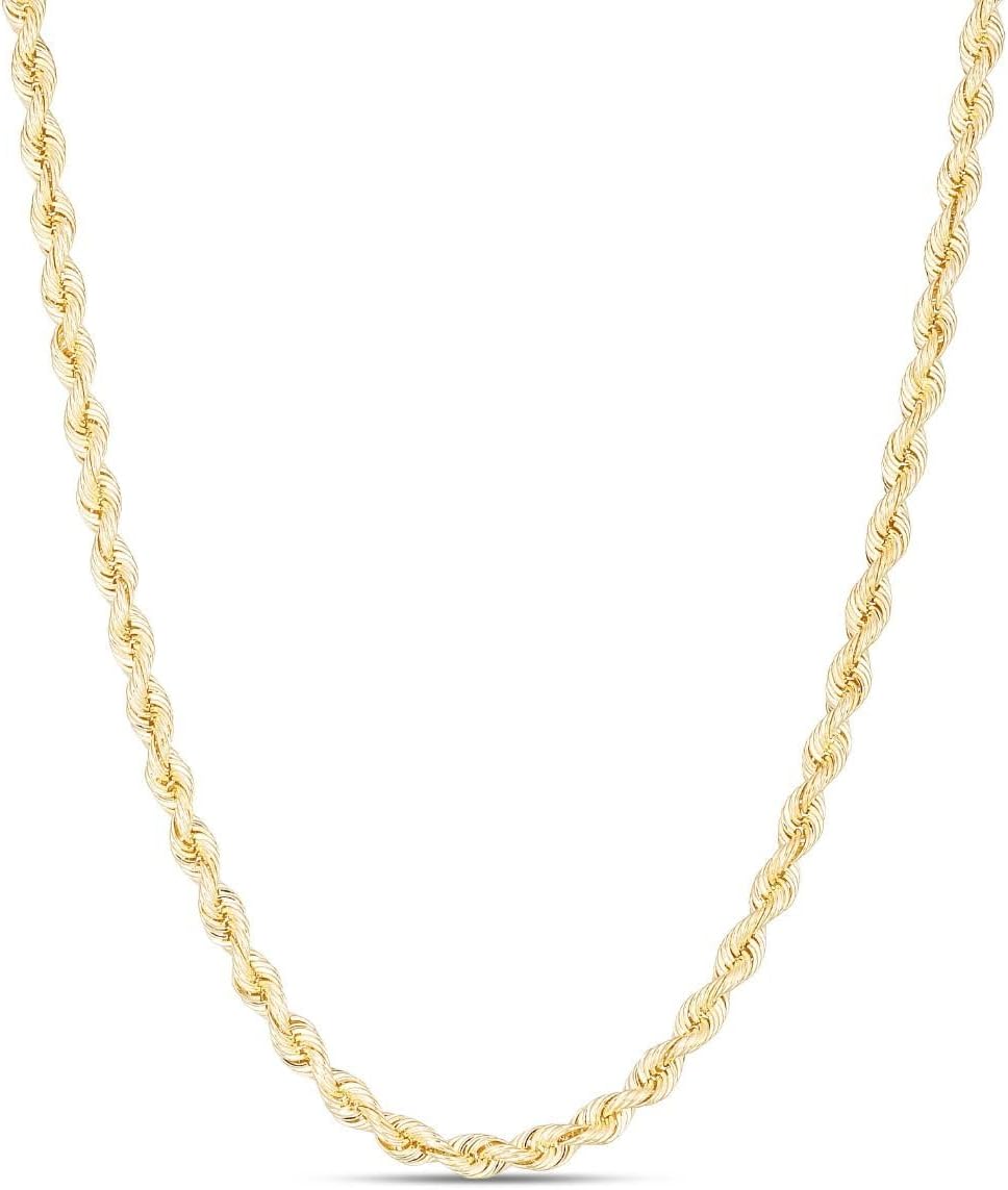 14k Yellow Gold 3.7mm Solid Spiral Silk Rope Chain Necklace