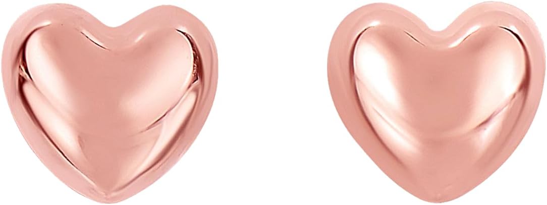 14k Rose Gold 7.8mm Small Polished Heart Post Earrings