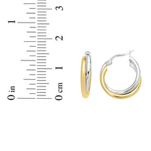Load image into Gallery viewer, 14k Yellow Gold and White Gold 16mm Polished Double Row Hoop Earrings
