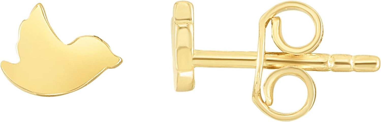 14k Yellow Gold 3.6mm Mini Dove Studs Earrings