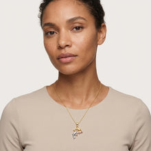 Load image into Gallery viewer, Floreo 10K Tricolor Gold 28mm Dolphin Charm Pendant Necklace
