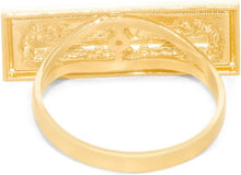 Load image into Gallery viewer, 10k Yellow Gold 9.1mm Last Supper Rectangle Two-Tone Ring, Sizes 4-10

