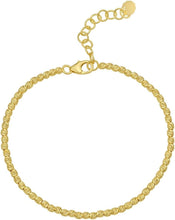 Load image into Gallery viewer, 14k Yellow Gold Diamond Cut Bead Link Bracelet, Adjustable 7.5" - 9 Inch

