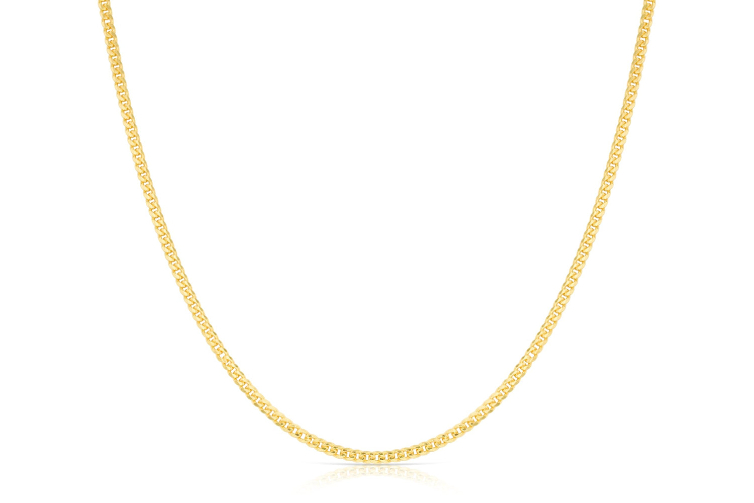 10k Yellow Gold 2.1mm Solid Miami Cuban Gourmette Chain Necklace