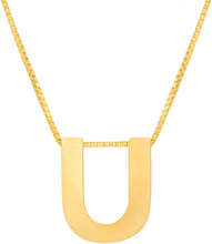 Load image into Gallery viewer, 14k Yellow Gold 0.4&quot; Block Alphabet Letter A - Z Initial Charm Pendant with Extendable Adjustable Chain Necklace
