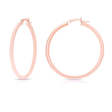Load image into Gallery viewer, 14k Rose Gold 2mm x 15mm High Polish Round Tube Hoop Earrings
