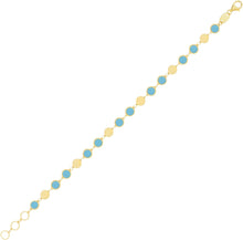 Load image into Gallery viewer, 14k Yellow Gold 5mm Natural Onyx, Malachite or Turquoise Gemstone Round Mirror Link Bracelet, Adjustable 6.5" - 7.25 Inch
