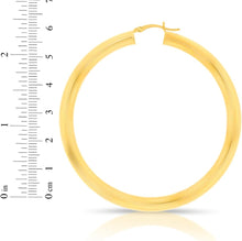 Load image into Gallery viewer, 10k Yellow Gold 25mm x 5mm High Polish Round Tube Hoop Earrings
