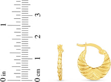 Load image into Gallery viewer, 14k Yellow Gold 16.9mm Polished Graduated Grooved Fancy Hoop Earrings
