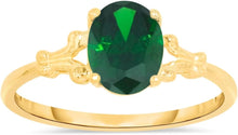 Load image into Gallery viewer, 10k Yellow Gold 8mm Birthstone Oval Gemstone Ring, Size 4-8
