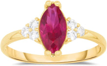 Load image into Gallery viewer, 10k Yellow Gold 10.8mm Birthstone Marquise Gemstone CZ Ring, Size 4-10
