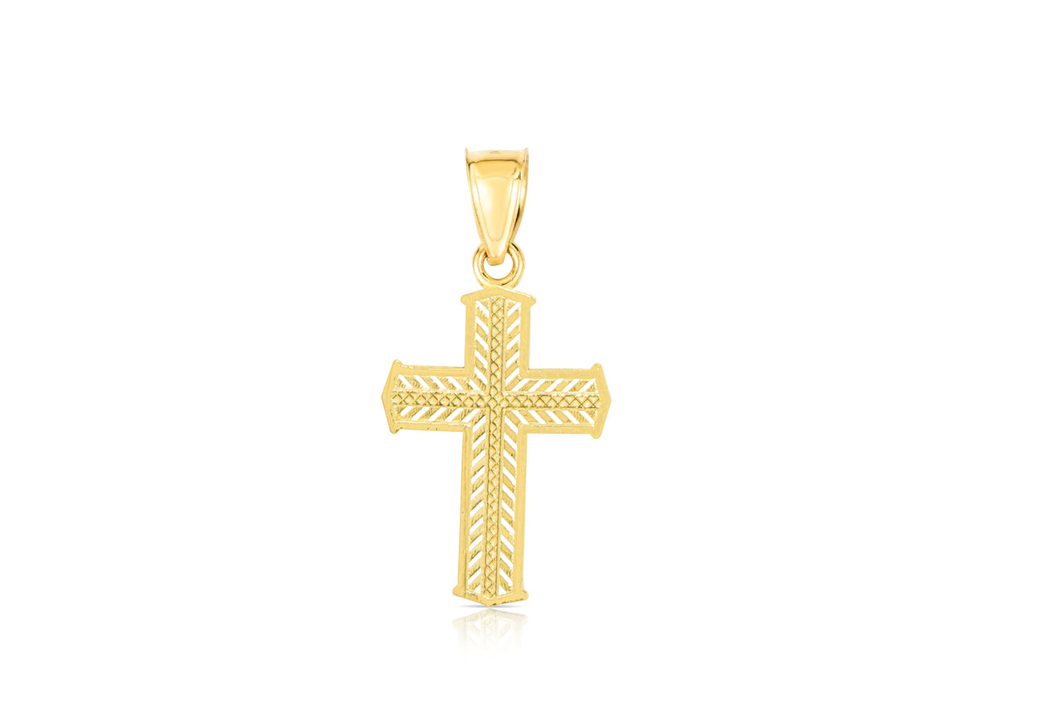 10k Yellow Gold Small Diamond Cut Cross Religious Pendant
