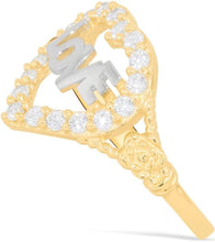 Load image into Gallery viewer, 10k Yellow Gold 13mm Heart CZ Two-Tone Love Ring, Sizes 4-10
