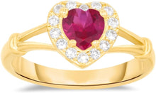 Load image into Gallery viewer, 10k Yellow Gold 9mm Birthstone Gemstone Heart CZ Ring, Size 4-10
