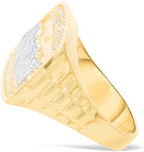 Load image into Gallery viewer, 10k Yellow Gold 17mm Last Supper with Cross Pave CZ Rectangle Men&#39;s Ring, Sizes 5 - 13
