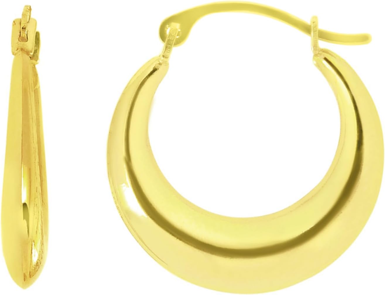 14k Yellow Gold 10mm Round Graduated Back to Back Hoop Earrings