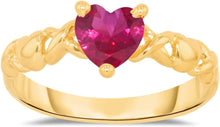 Load image into Gallery viewer, 10k Yellow Gold 6.5mm Birthstone Gemstone Heart XOXO Ring, Size 4-10
