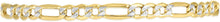 Load image into Gallery viewer, 10k Two-Tone Gold 4.5mm Lite Pave Diamond Cut Figaro Chain Link Bracelet or Anklet, 7", 8", 9" or 10 Inch
