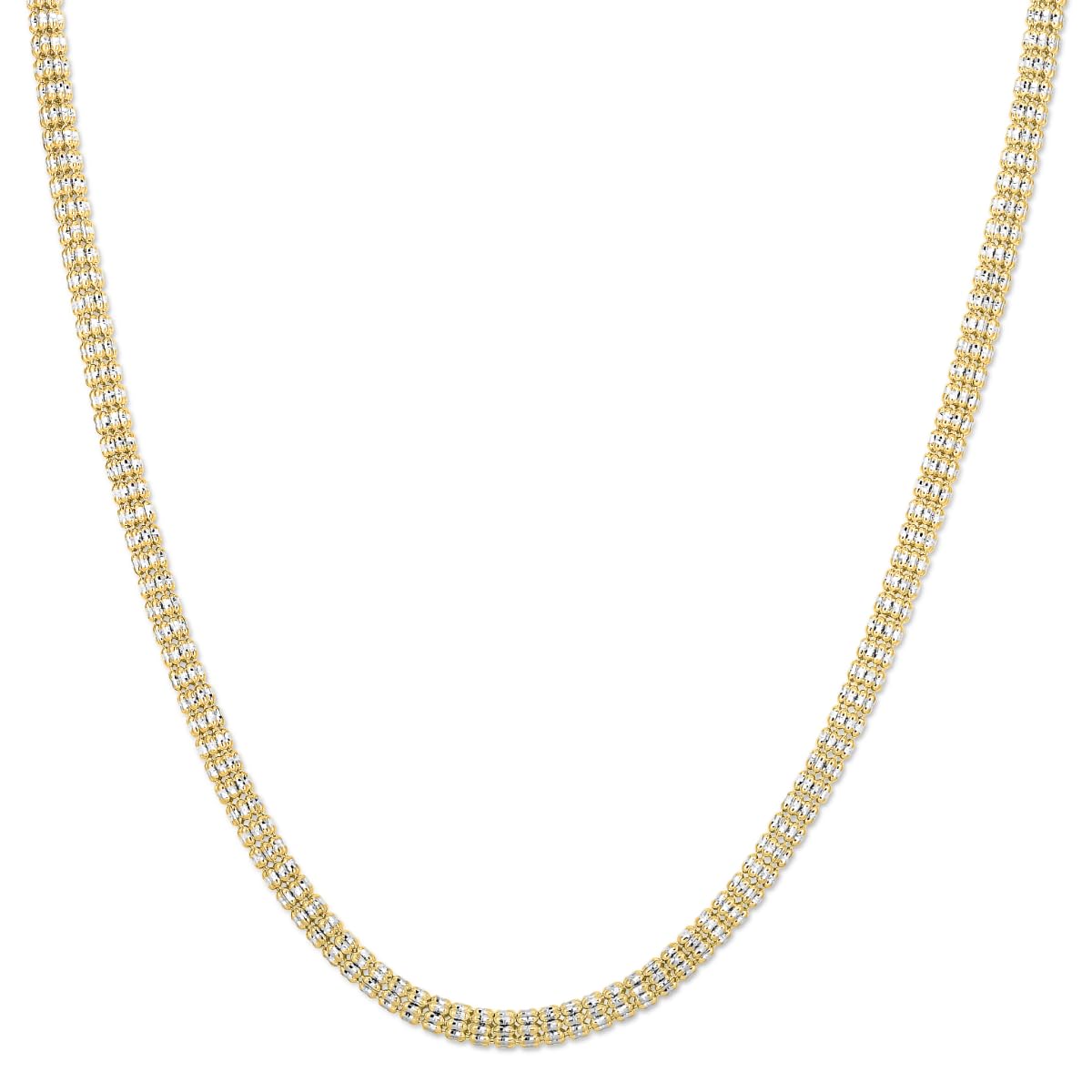 10k Yellow Gold and White Gold 4.2mm Two-Tone Ice Chain Necklace