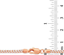 Load image into Gallery viewer, 10k Rose Gold 2.5mm Solid Iced White Gold Pave Round Franco Chain Bracelet or Anklet, 8 Inch or 10 Inch

