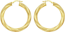 Load image into Gallery viewer, 14k Yellow Gold 30.6mm x 4.4mm or 39.8mm x 4.5mm Full Twist Hoop Earrings
