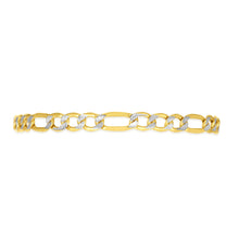 Load image into Gallery viewer, 14k Yellow Gold and White Gold 6mm Solid Two-Tone Pave Figaro Chain Necklace
