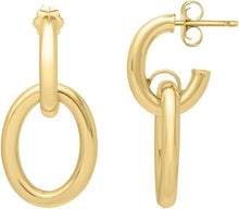 Load image into Gallery viewer, 14k Yellow Gold 32mm Interlocking Link Drop with Push Back Clasp Earrings
