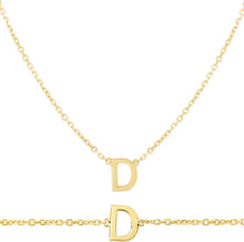Load image into Gallery viewer, 14k Yellow Gold 0.2&quot; Mini Alphabet Letter A - Z Initial Charm Pendant with Extendable Adjustable Chain Necklace &amp; Bracelet Set
