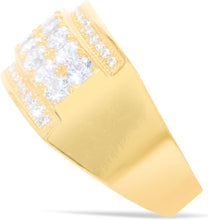 Load image into Gallery viewer, 10k Yellow Gold 12.3mm Double-Row Pave CZ Rectangle Signet Ring, Sizes 4-13
