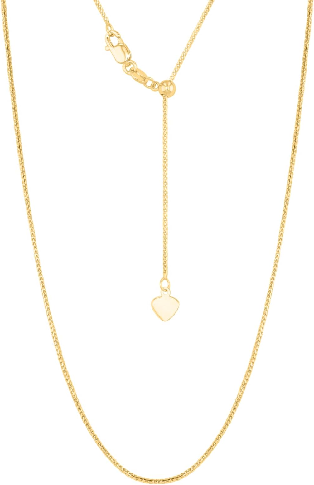 14k Yellow Gold or White Gold 1mm Solid Franco Adjustable Chain Necklace