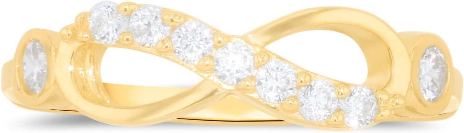 10k Yellow Gold 5mm Infinity CZ Ring, Sizes 4 - 10