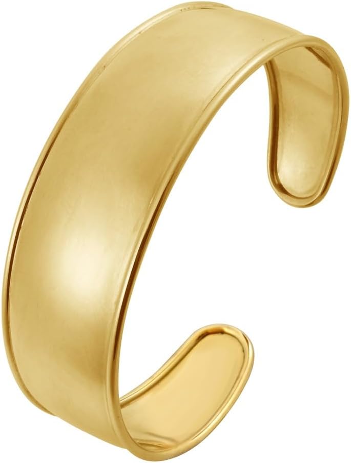 14k Yellow Gold 20mm Solid Shiny High Polish Classic Cuff Bangle Bracelet 7 Inch