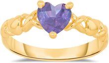 Load image into Gallery viewer, 10k Yellow Gold 6.5mm Birthstone Gemstone Heart XOXO Ring, Size 4-10
