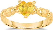 Load image into Gallery viewer, 10k Yellow Gold 6.5mm Birthstone Gemstone Heart XOXO Ring, Size 4-10
