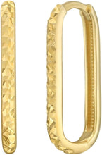 Load image into Gallery viewer, 14k Yellow Gold 14.1mm x 2mm or 20.2mm x 2mm Textured Rounded Rectangular Hoop Earrings

