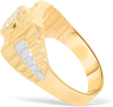 Load image into Gallery viewer, 10k Yellow Gold 12.1mm Two-Tone Railroad Pave CZ Cluster Round Circle Ring, Sizes 5-14
