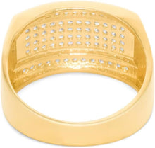 Load image into Gallery viewer, 10k Yellow Gold 12.4mm Quadruple-Row Pave CZ Rectangle Signet Ring, Sizes 4-13
