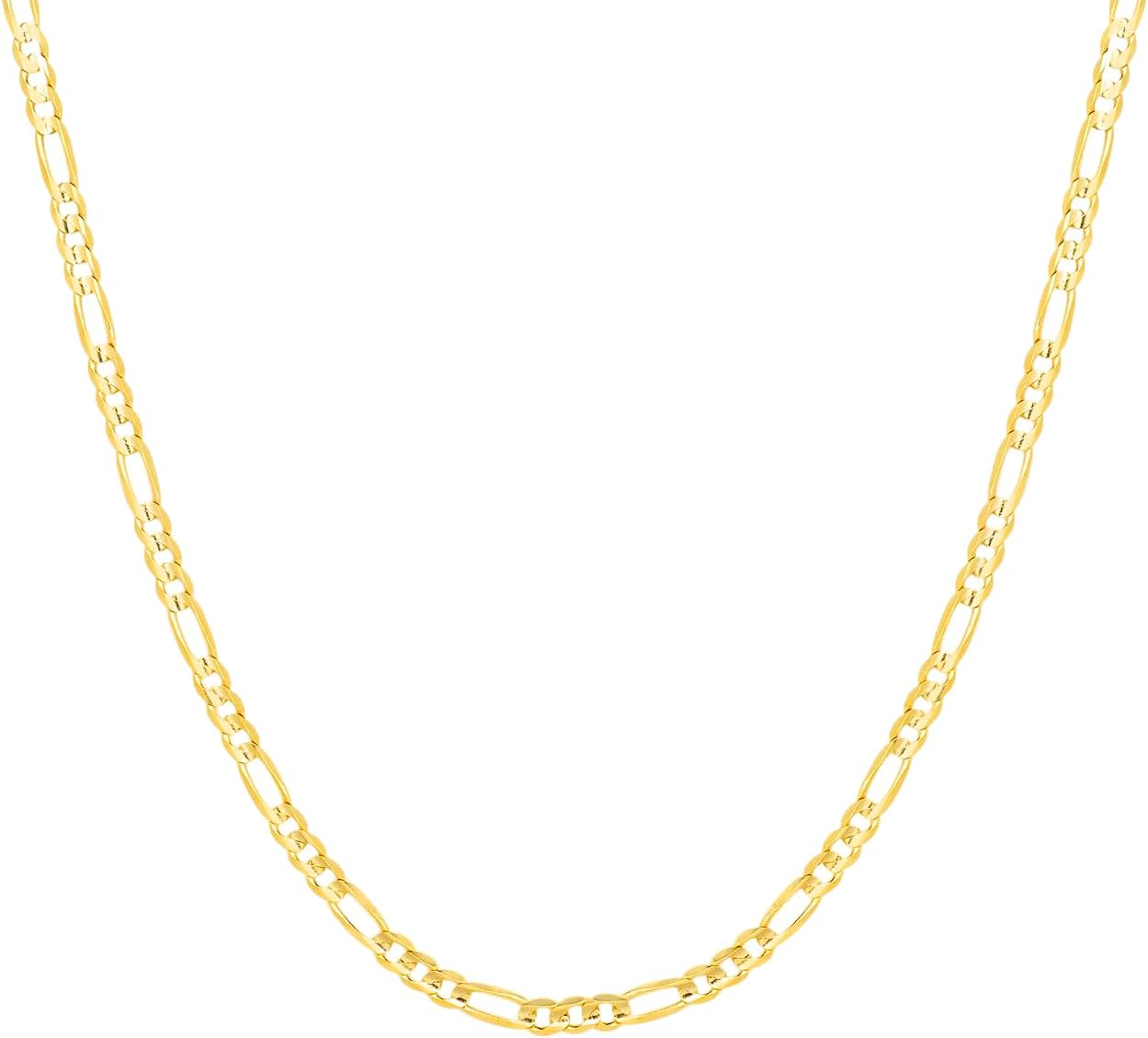14k Yellow Gold or White Gold 3mm Solid Figaro Chain Necklace