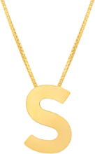 Load image into Gallery viewer, 14k Yellow Gold 0.4&quot; Block Alphabet Letter A - Z Initial Charm Pendant with Extendable Adjustable Chain Necklace
