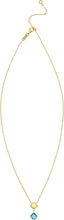 Load image into Gallery viewer, 14k Yellow Gold Natural Gemstone Clover Charm Adjustable Chain Necklace, 16 Inch-18" (Swiss Blue Topaz, Garnet, Amethyst, Citrine or Peridot)
