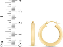 Load image into Gallery viewer, 14k Yellow Gold Square High Polish Wedding Band Hoop Earrings - view 3
